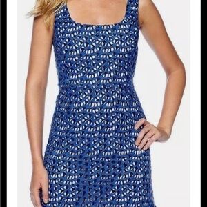 French Connection Blue Crochet Mini Dress